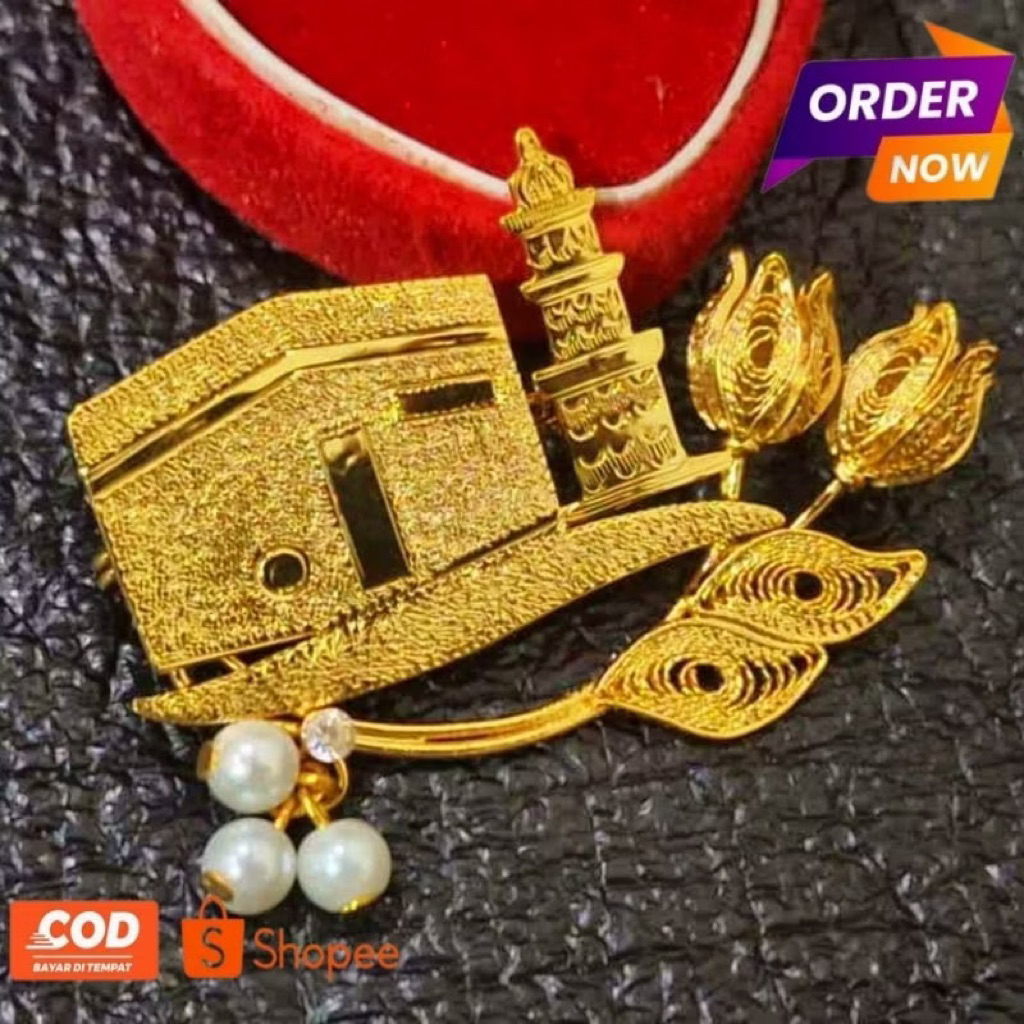 bros oleh oleh haji kakbah bunga tulip gambar ka’bah grafir timbul bahan kuningan anti luntur