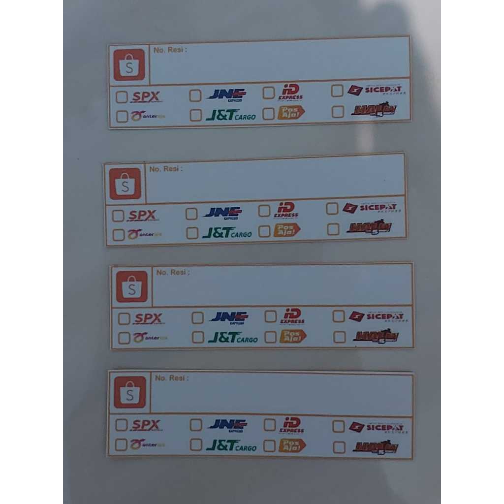 

Stiker Tempelan Label Nomor Resi Pengiriman Paket Shopee Logo kurir terbaru Full Color
