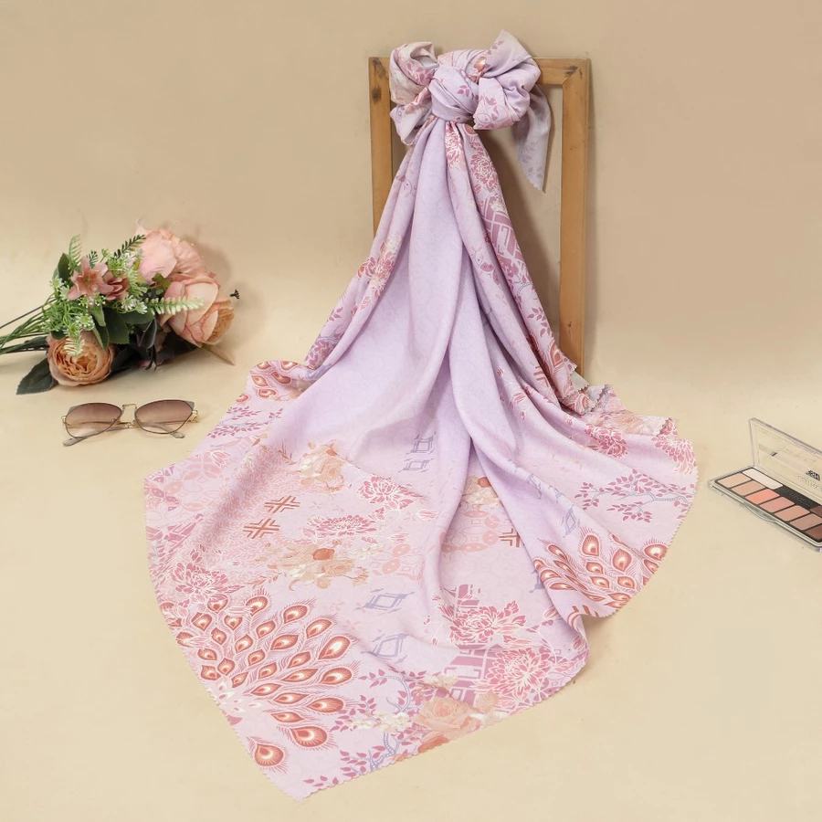S362 Hijab Segi Empat Motif 115 x 115 Sublime Premium Pink Muda