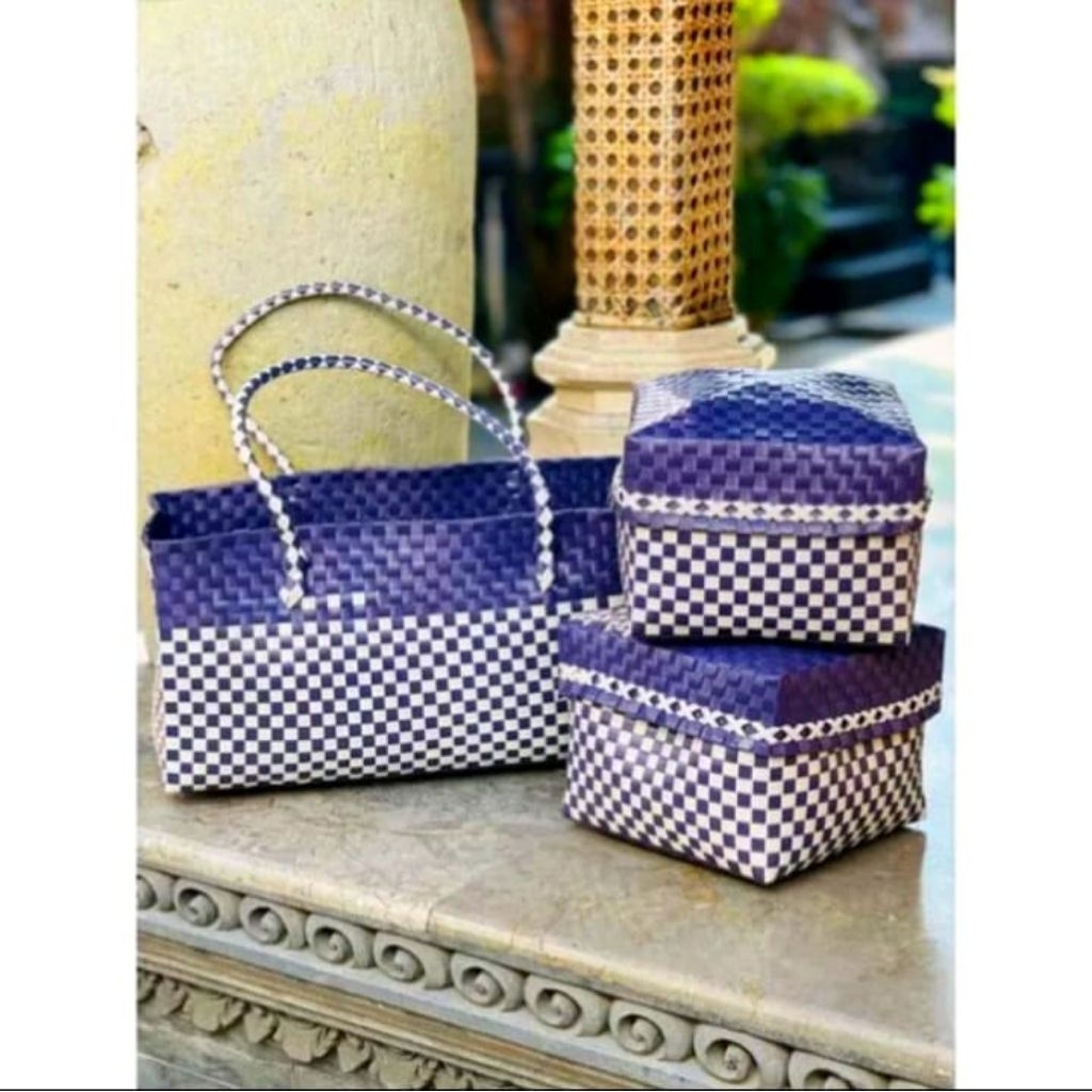 Keben BALI plastik kaca set isi 2  SUDAH ADA BAMBU / Keben set plastik kaca isi 2/ Sodan kepura isi 