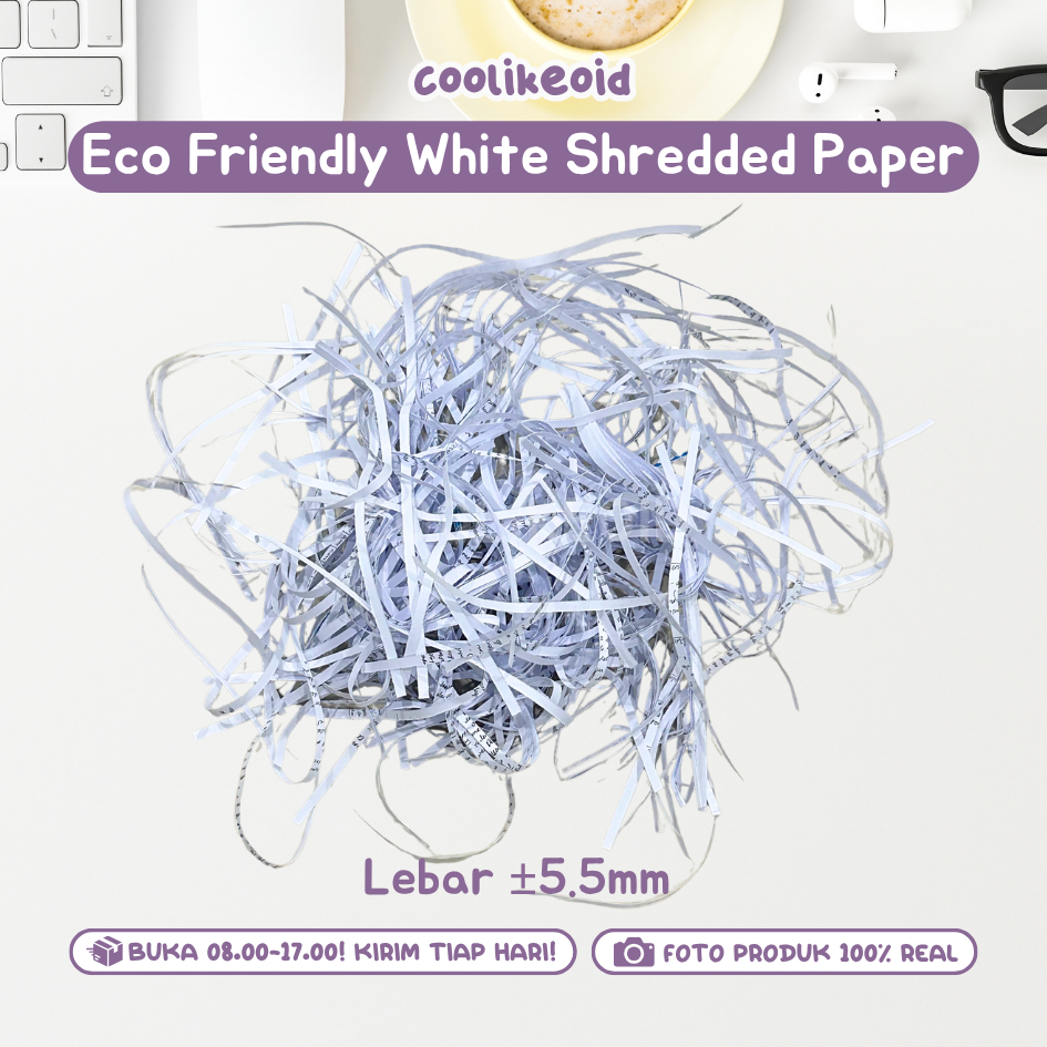 

[READY] 50 GR SHREDDED PAPER / KERTAS CACAH SERUT KAWUL / ISI GIFT BOX HAMPERS FILLER PUTIH