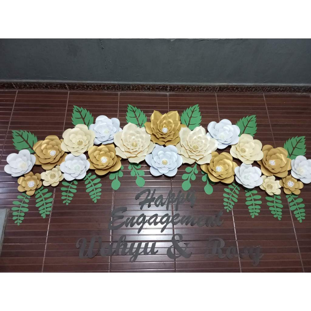 Ready Paper Flower Lamaran Tunangan Engagement Bunga Kertas Backdrop Acara