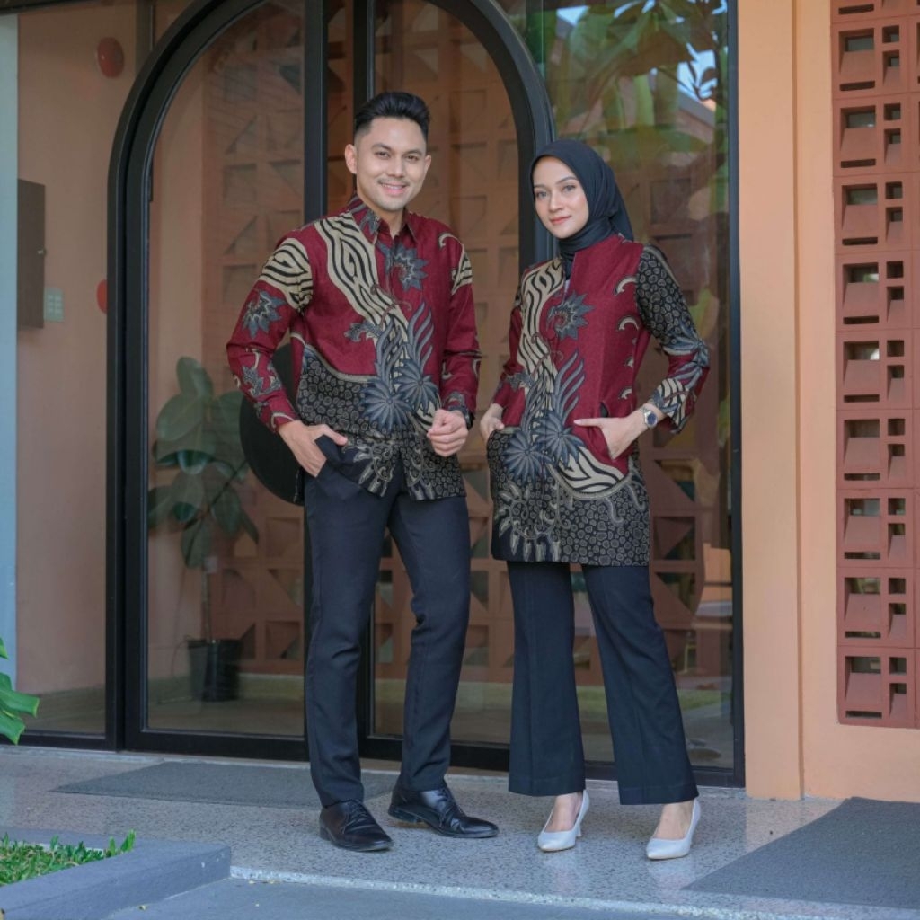 Batik Couple Batik Tunik Batik Wanita Bahan Katun Halus Lapis Furing
