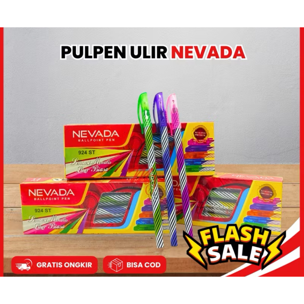 

Bolpoin Bolpen Pulpen Ulir Nevada 1 pack isi 12 pcs