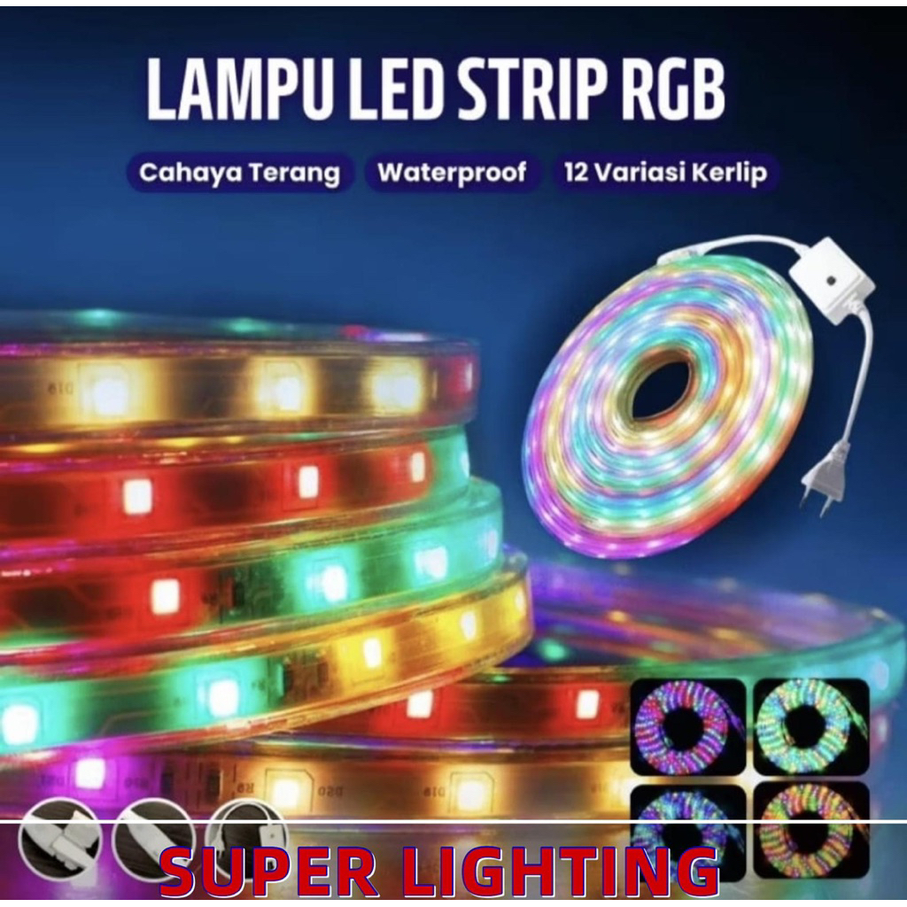 Lampu LED STRIP SELANG 2835 10Meter/220V OUTDOOR RGB/LED strip warna-warni