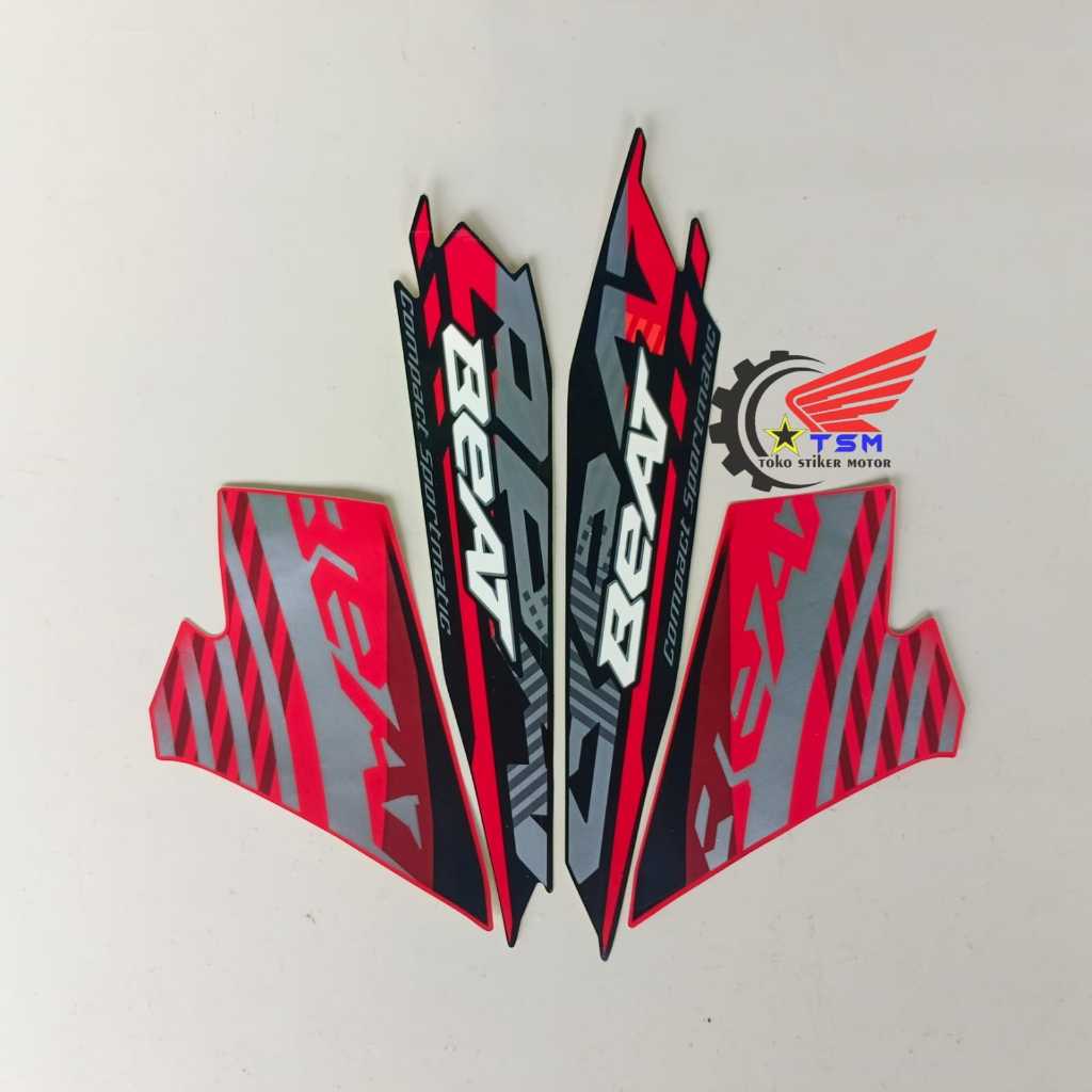 Stiker Striping Les Lis bodi Honda Beat fi New Deluxe 2021 2022 Merah Hitam