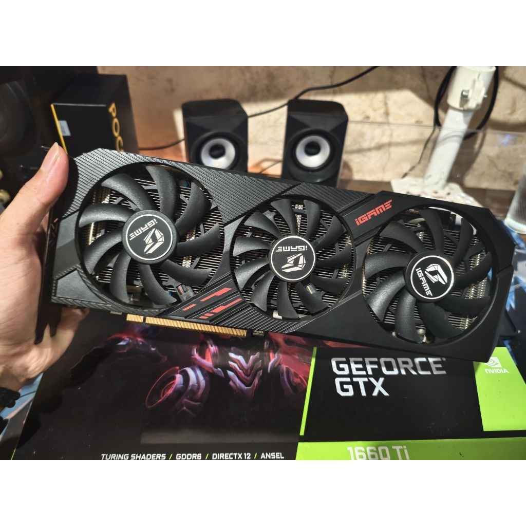 VGA Nvidia GTX 1660 Ti Colorful iGame -bekas -kondisi gacha kadang Normal -pernah no display + fan k