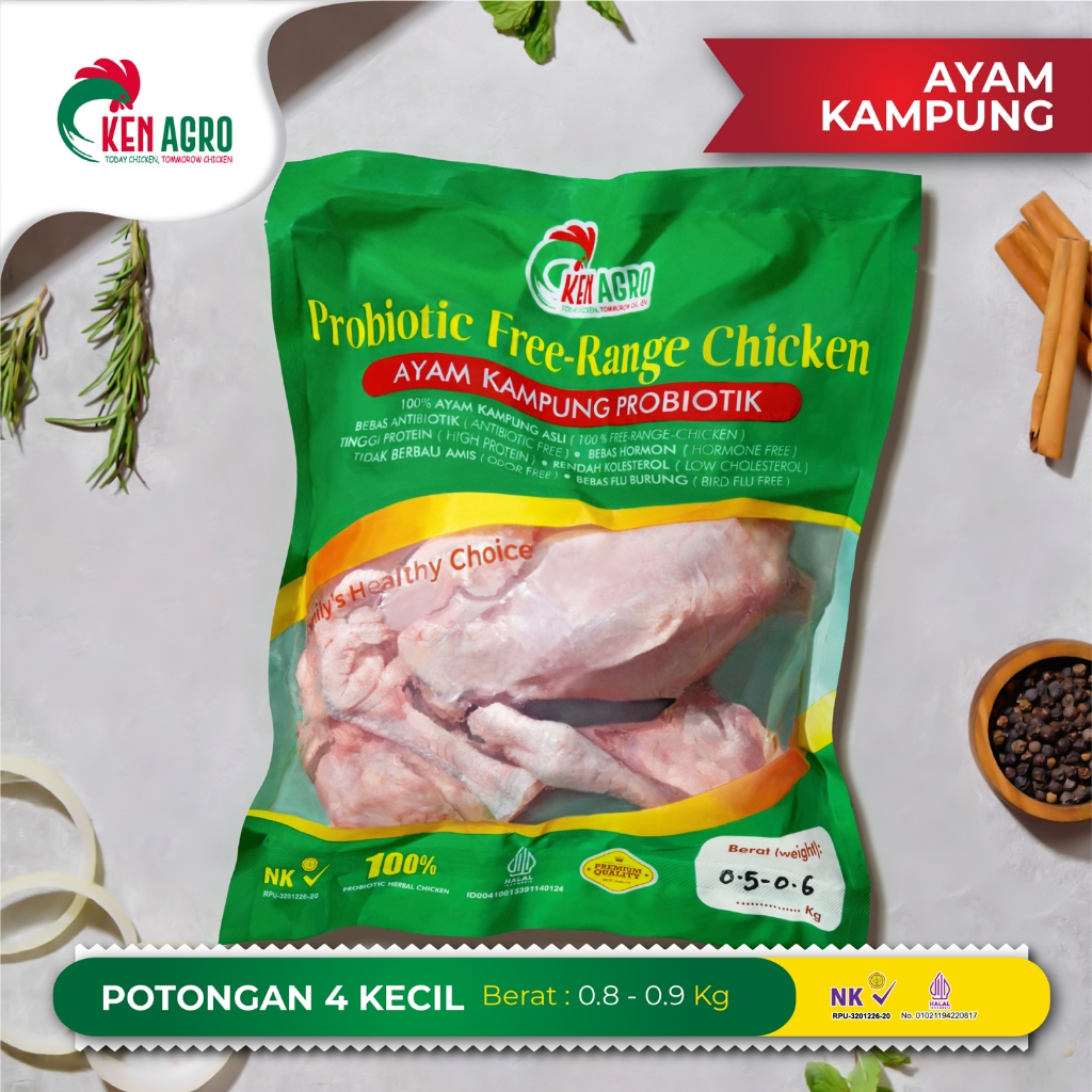 

Ken Agro Ayam Kampung Probiotik Potongan 4 Kecil S 0.8-0.9 kg Frozen