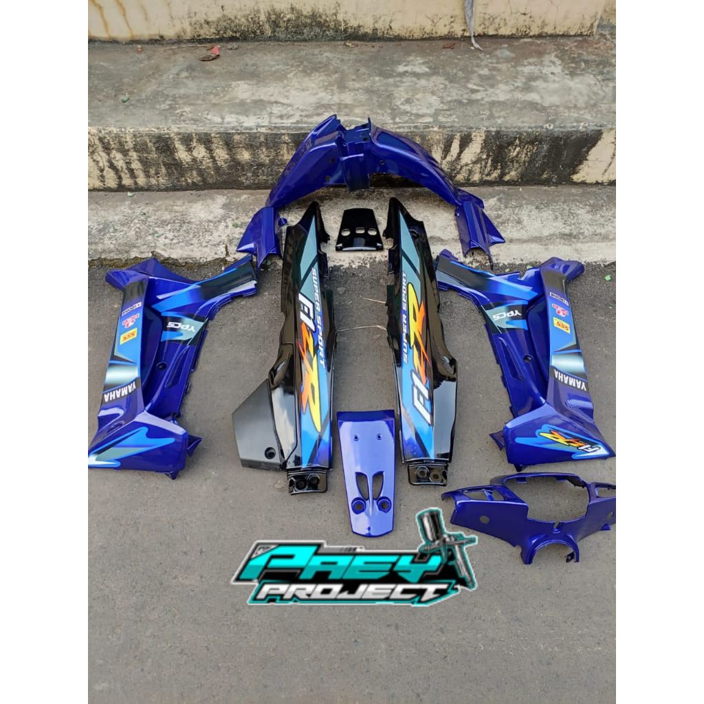 Full body halus Yamaha Fiz R. cover body halus Yamaha Fiz R biru hitam Full set