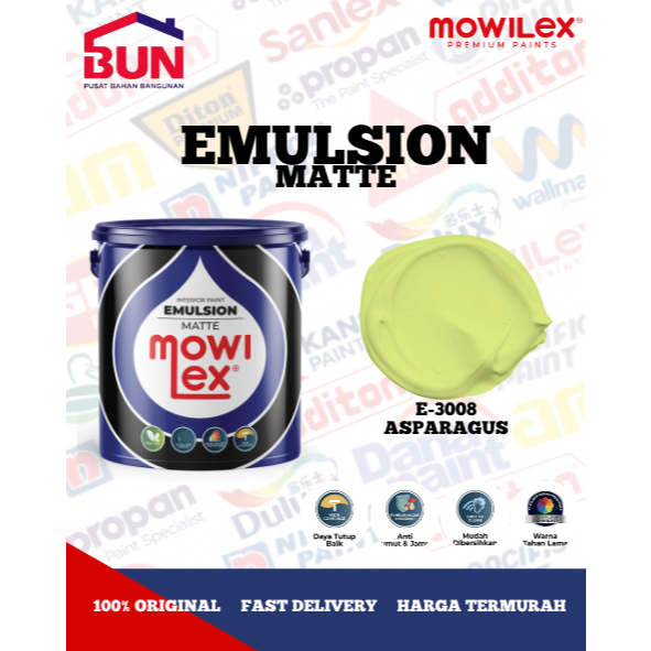 Mowilex Emulsion Cat Tembok Interior 20 Liter - ASPARAGUS (TINTING)