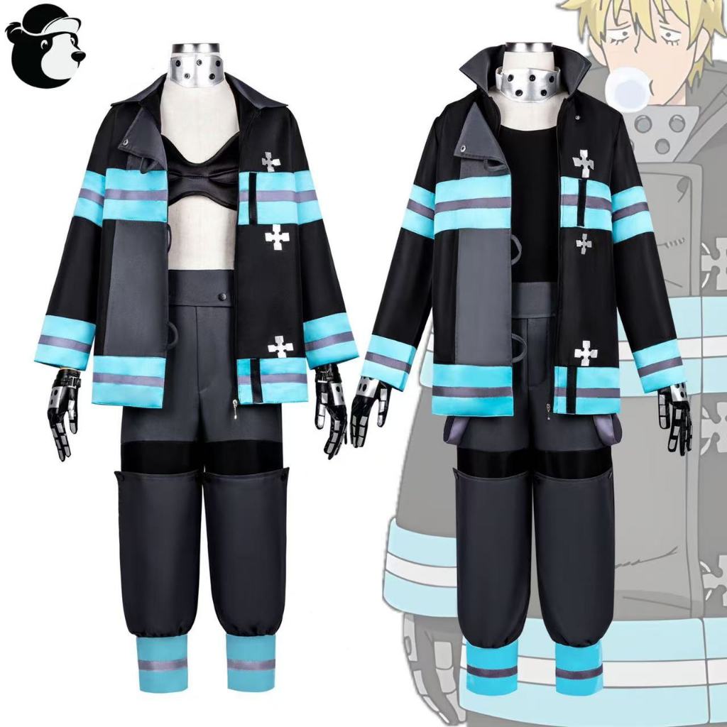 Fire Force cosplay costume Shinra Kusakabe and Kotatsu Tamaki cosplay costume and wig Fire Force Tea