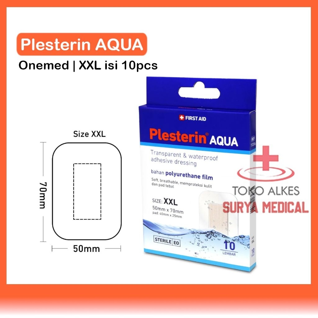 ONEMED Plester Luka Transparan Anti Air Jumbo Plesterin Aqua XXL Box isi 10 Pcs