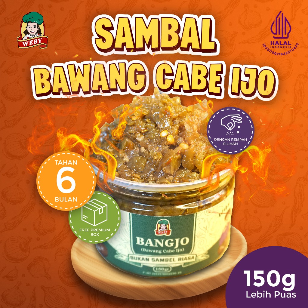 

SAMBAL WEBY - Sambal Bawang Cabe Ijo (BANG JO) Enak dan Nagih - Sambal Bawang Merah isi150gr - 100% Halal & Sudah BPOM