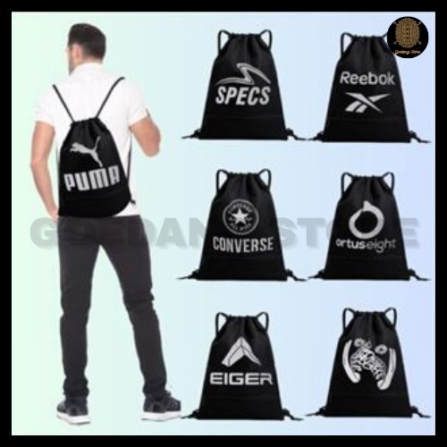 Tas Serut Olahraga Anti Air / Tas Futsal / Tas Serut Sepatu Bahan Tebal