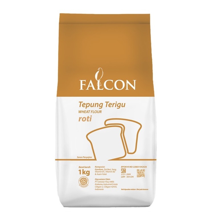 

Falcon Tepung Terigu Khusus Roti 1kg / Tepung Protein Tinggi Kemasan Warna Oren