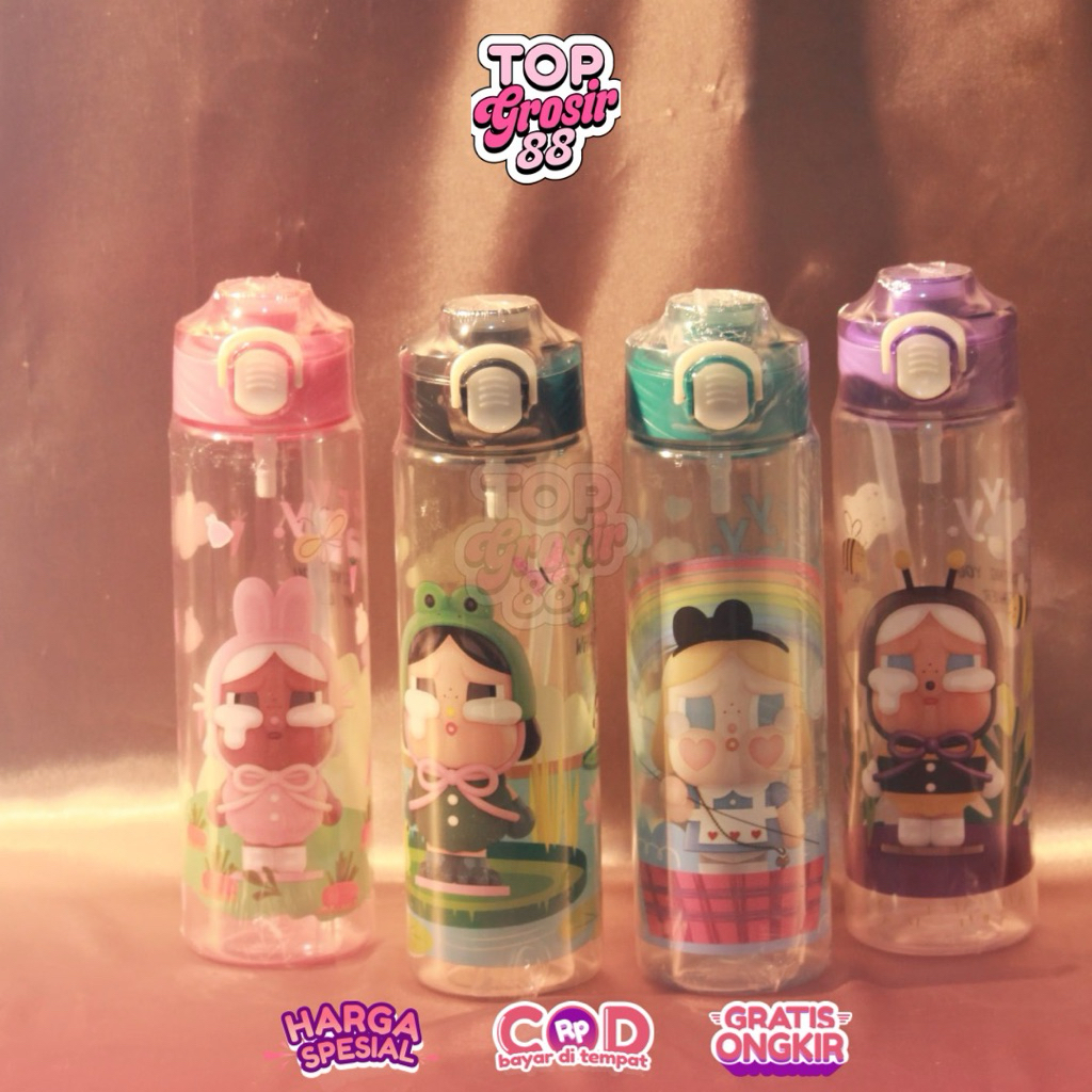 BOTOL MINUM CRY BABY 1Liter | Botol Viral Bening Botol Transparan Kapasitas 1Liter / Botol Anak Kapa