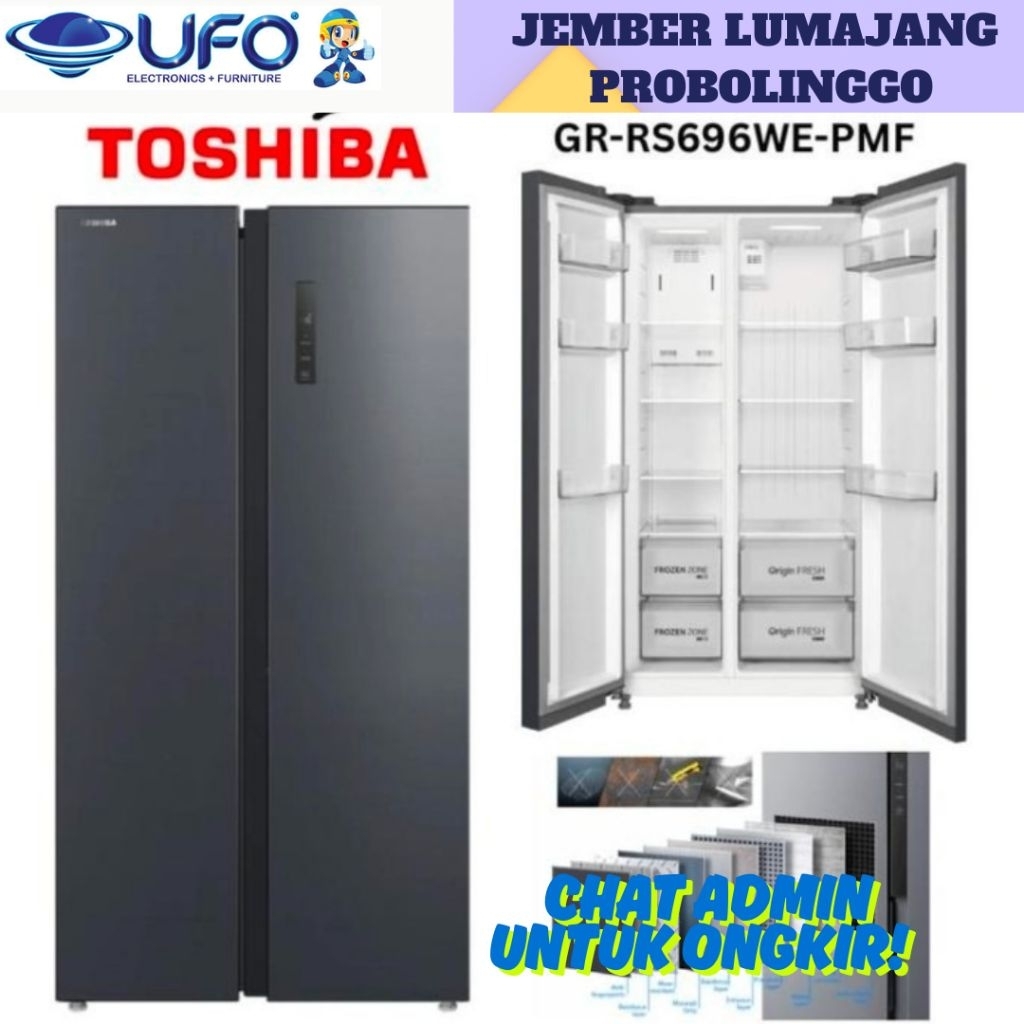 KULKAS TOSHIBA GRRS696WEPMF(06) KULKAS LEMARI ES SIDE BY SIDE SBS