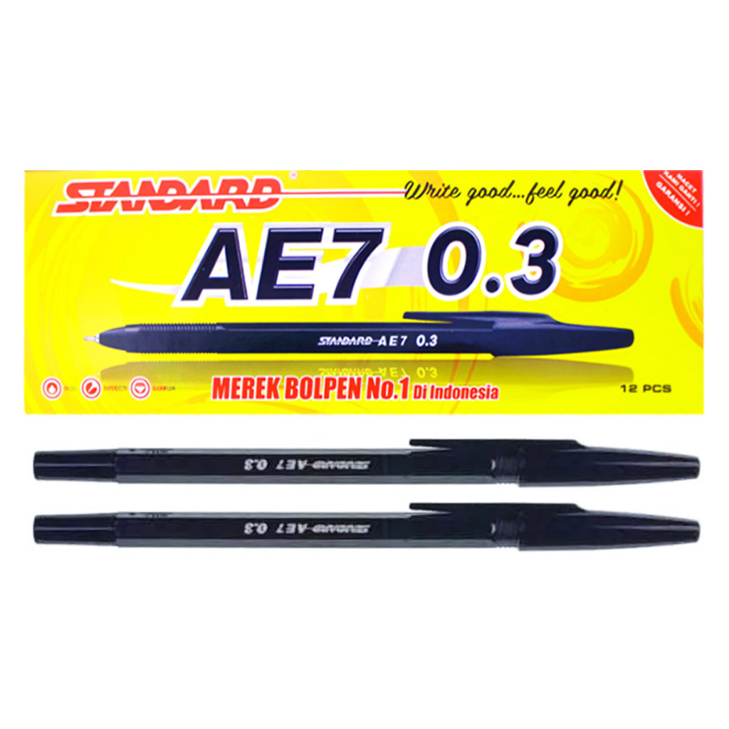 

Pulpen 0.3mm Standart AE-7 Pena Ballpoint Warna Hitam 1 Pcs