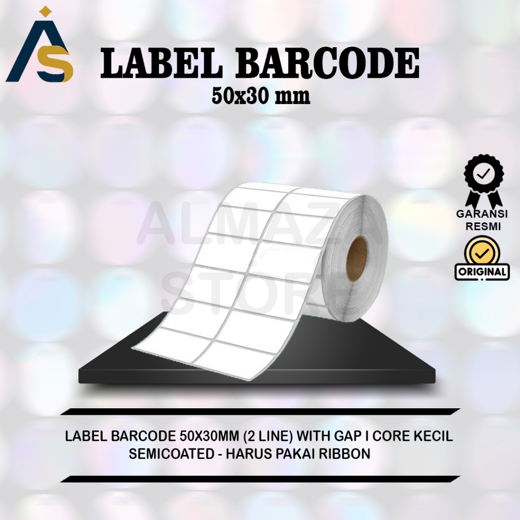 

LABEL STICKER BARCODE SEMICOATED STIKER 50x30MM 2 LINE ISI 4000