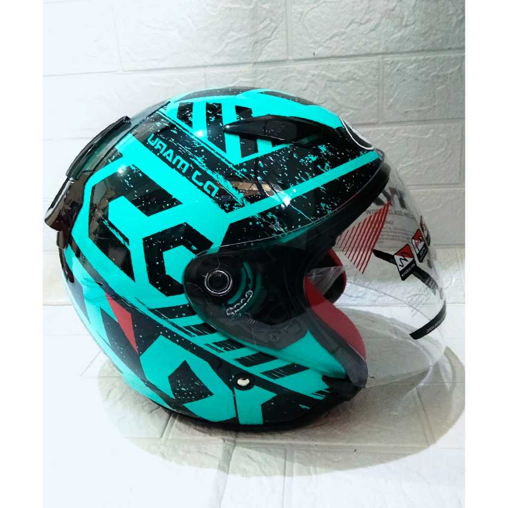 KYT DJ Maru Helm KYT DJ Maru Motif Aqua Blue Black #16