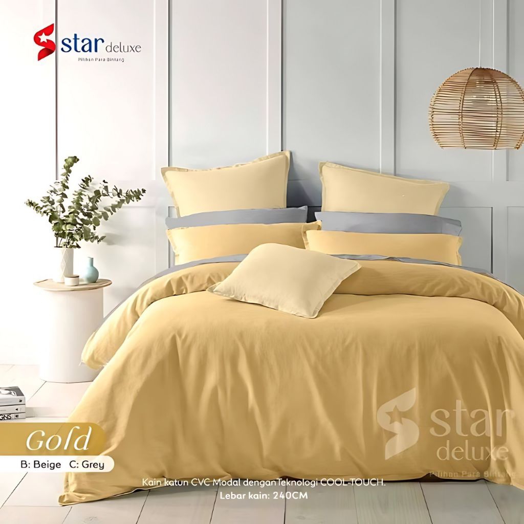 Sprei Set Katun STAR Polos Gold