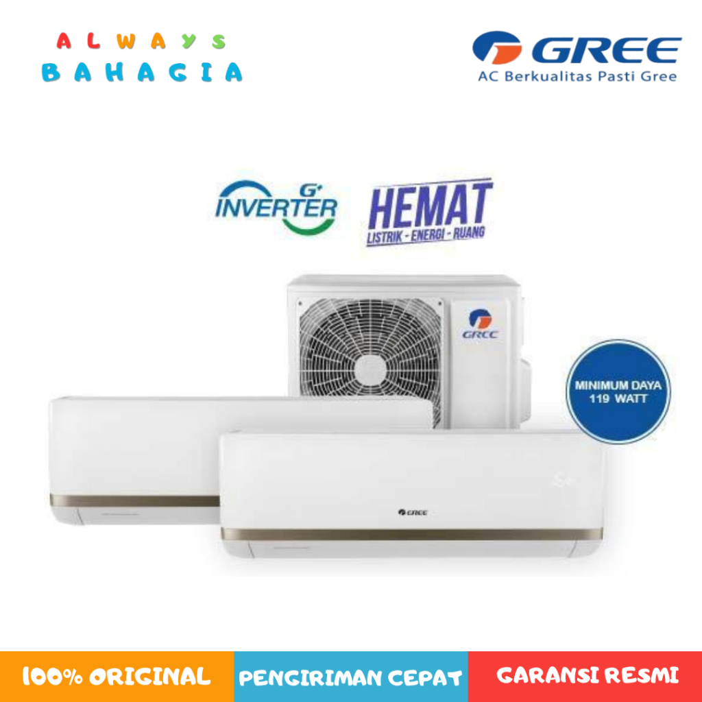 GREE GWC-0507CS(S) AC Combo Split Inverter (2 Indoor 0,5 PK + 3/4 PK dan 1 Outdoor)