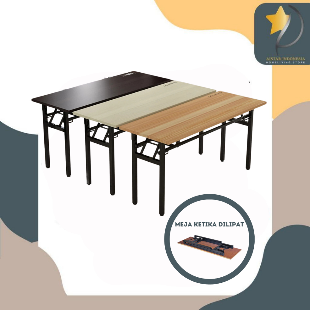 Aistar Indonesia - Meja Lipat kayu Multifungsi Meja Kerja/Kantor Meja Portable Serbaguna Ukuran Besa