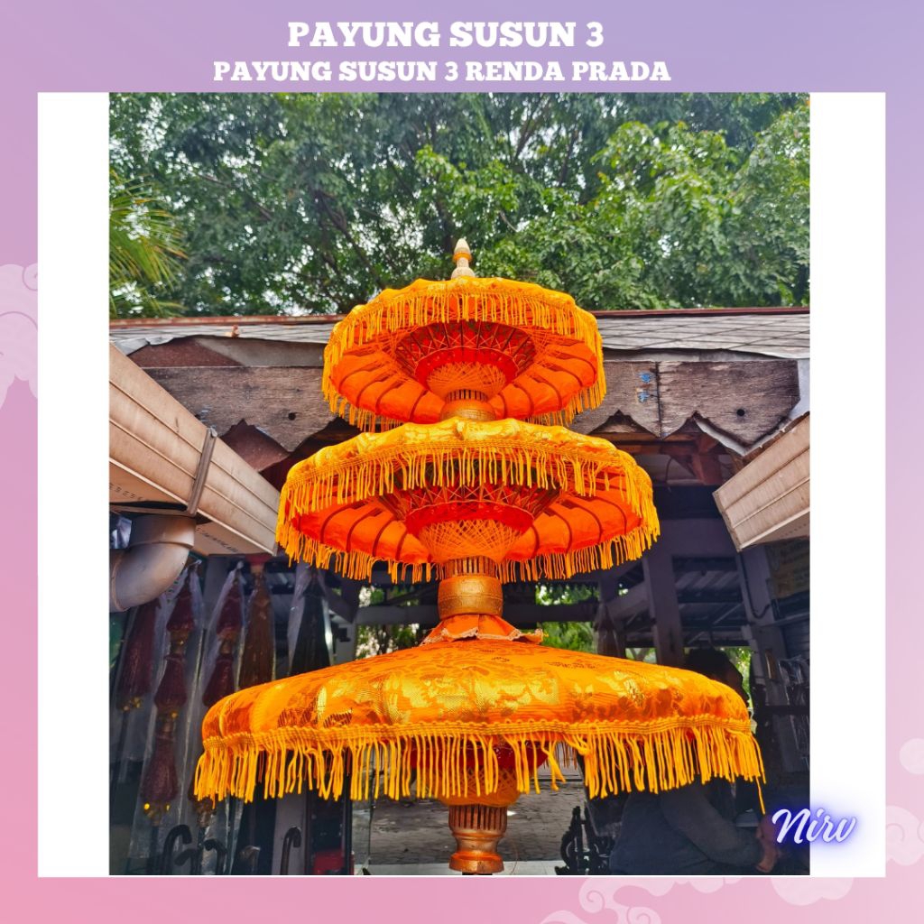 Payung Renda Prada Susun 3 /Payung dekorasi susun 3 Prada Renda bali/PAYUNG BALI/PAYUNG SUSUN 3 [ LE