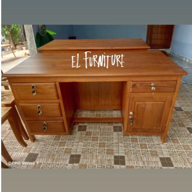 meja kantor 1 biro, meja kantor jati, meja