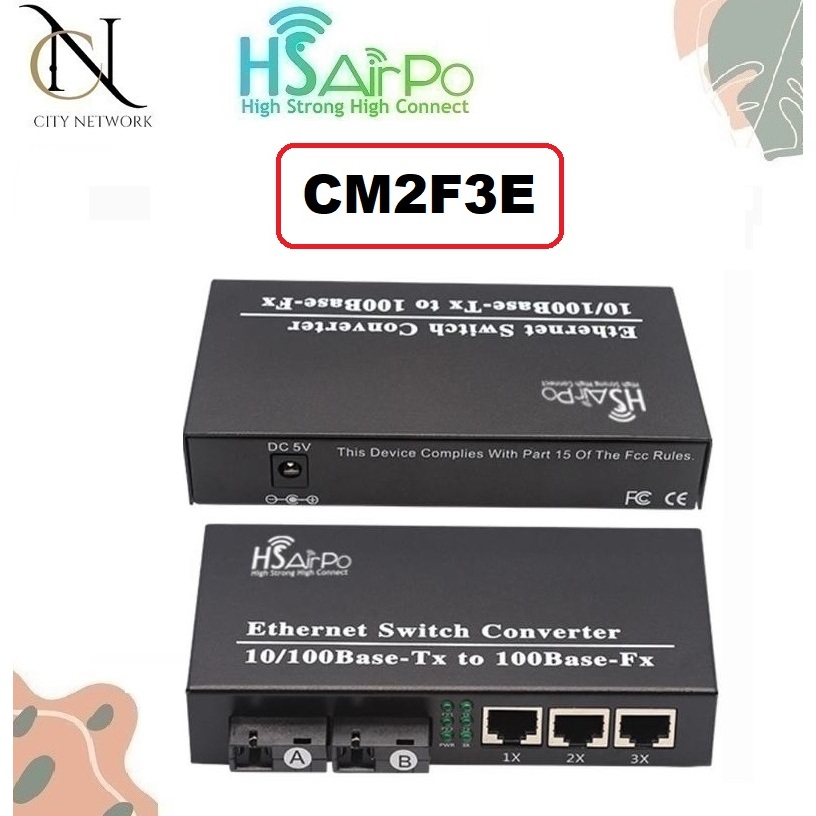 HSAIRPO MEDIA CONVERTER 2 FIBER 3 ETH 10/100 HS AIRPO CM2F3E