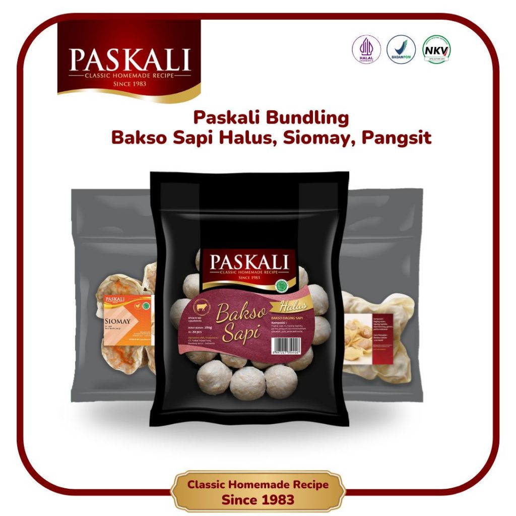 

Paskali Pack - Bakso Sapi Halus, Pangsit Ayam, Siomay Ayam