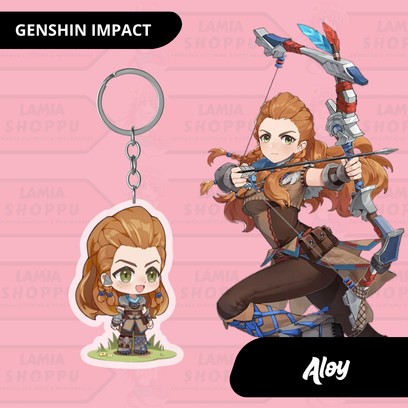 Gantungan Kunci Genshin Impact Aloy | Ganci Aloy GI | Keychain Merch Akrilik UV 2 Sisi