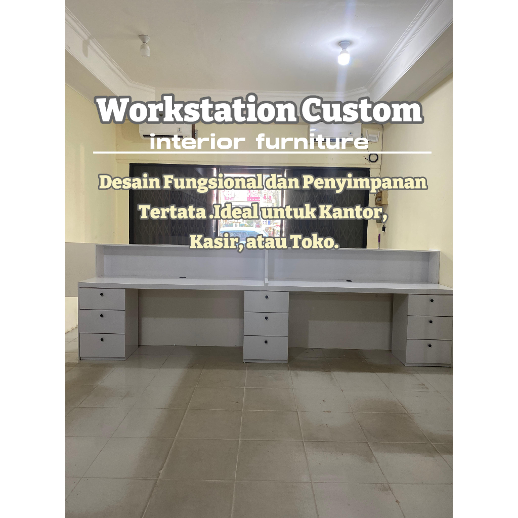MEJA RESEPSIONIS/MEJA KASIR CUSTOM /MEJA KERJA LENGKAP DENGAN LACI