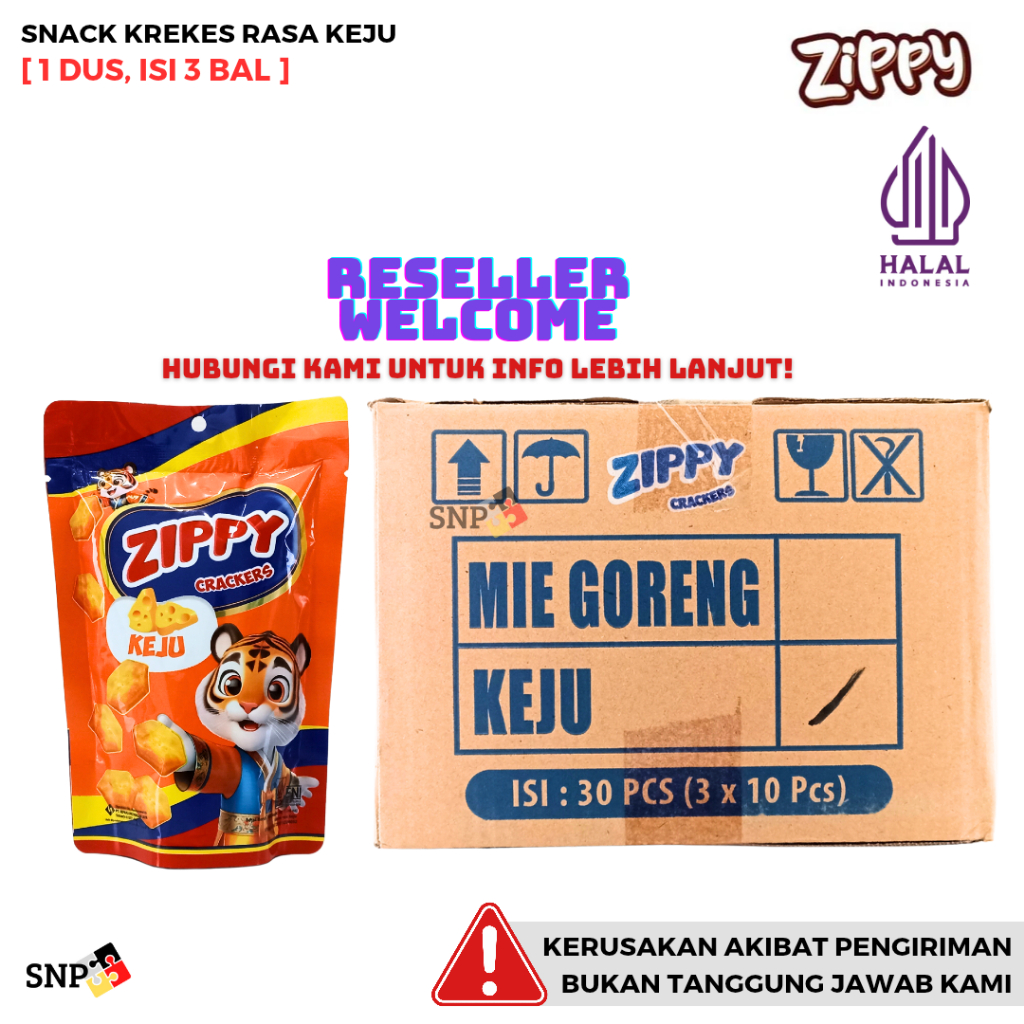 

ZIPPY CRACKERS POUCH Snack Krekes [1 Dus, Isi 3 Bal]