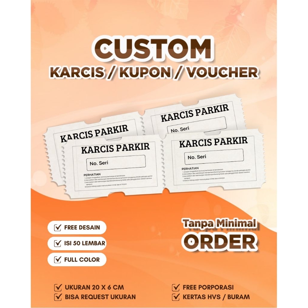 

KARCIS, KUPON, UNDIAN, VOUCHER, TIKET CUSTOM | TANPA MINIMAL ORDER | FULL COLOR | FREE DESAIN
