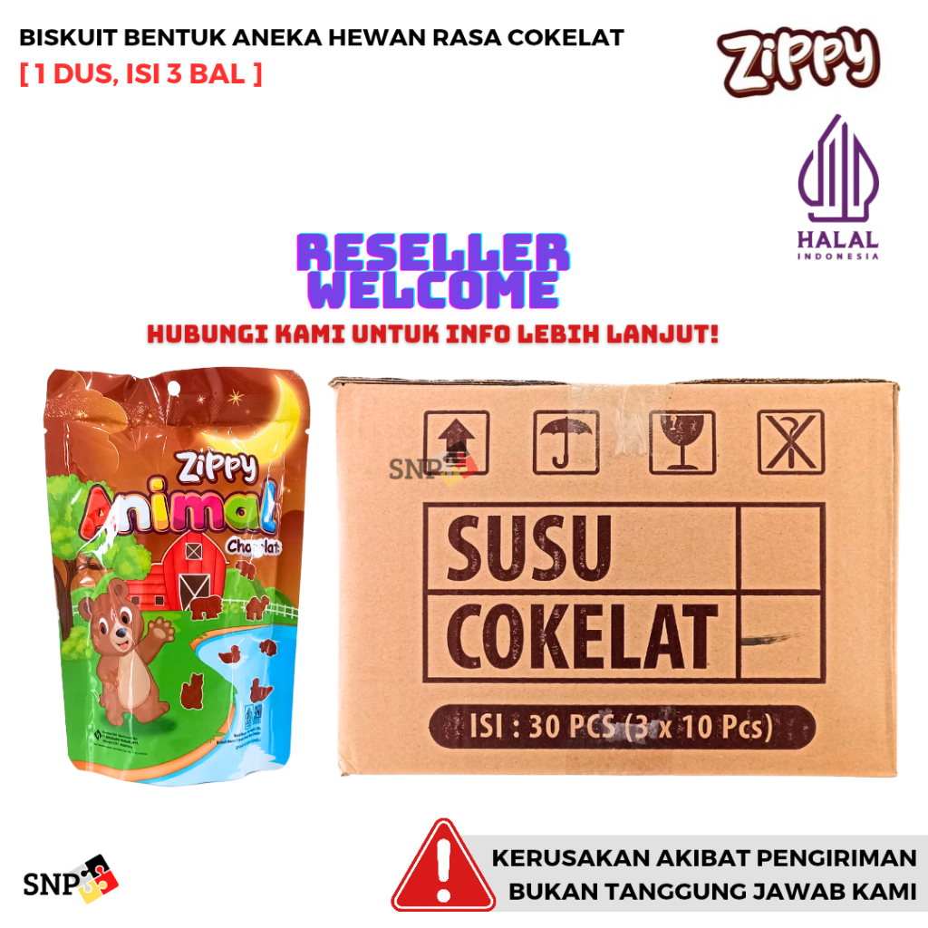 

ZIPPY POUCH ANIMAL Biskuit Bentuk Aneka Hewan [1 Dus, Isi 3 Bal]