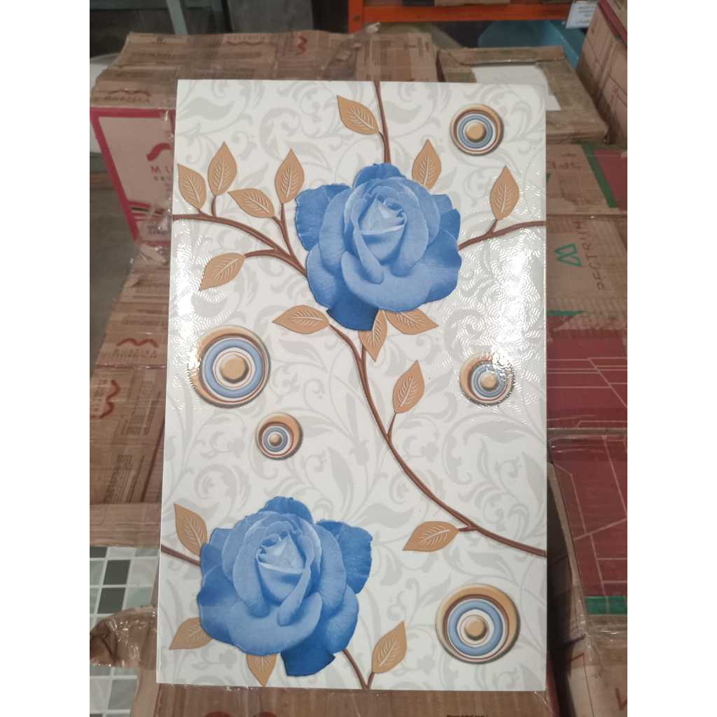 Keramik Dinding Ukuran 25x40 Manchester Biru Keramik Dinding Glossy Bermotif