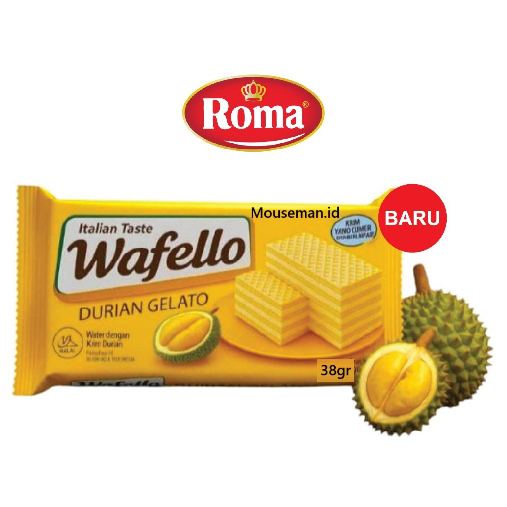 

Wafello DURIAN GELATO Italian Taste Wafer dengan Krim Durian KRIM YANG LUMER DAN BERLIMPAH 38gr