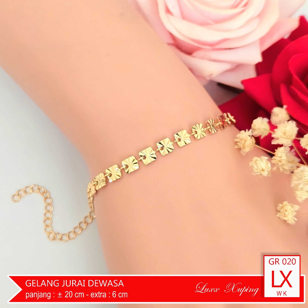 GR 020 Gelang Tangan Dewasa Jumbo Warna Emas Gelang Mas Imitasi Perhiasan Xuping Wanita Gelang Biji 