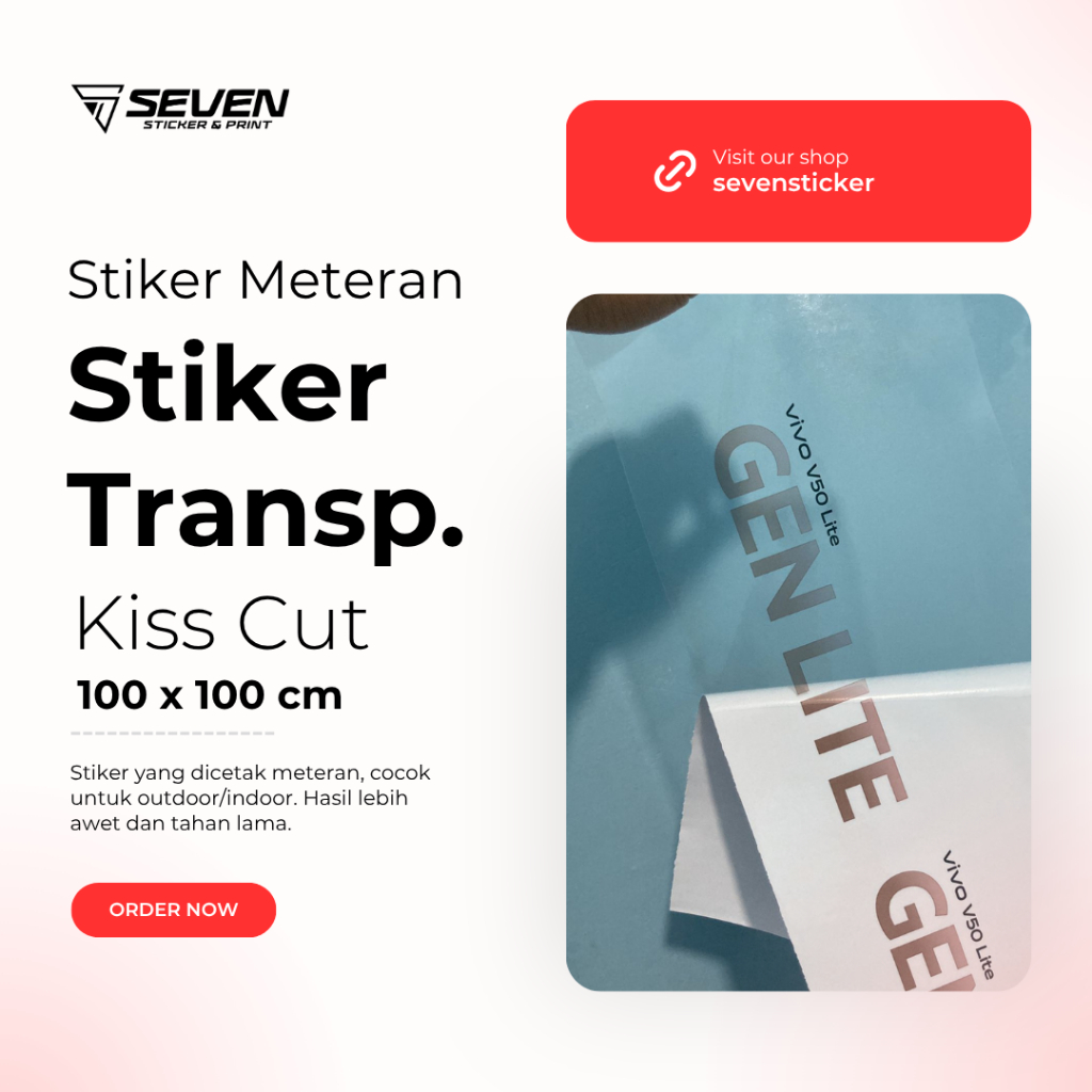 

Cetak stiker transparan meteran + cutting sesuai pola