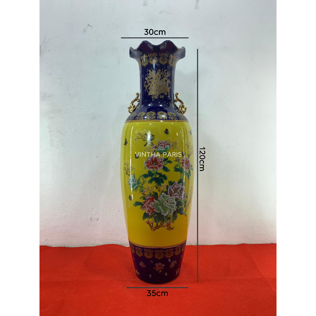 Guci Keramik Aneka Motif dan Corak - Tinggi 120 cm = 48 inci - Pajangan Mewah Interior Rumah - GRATI