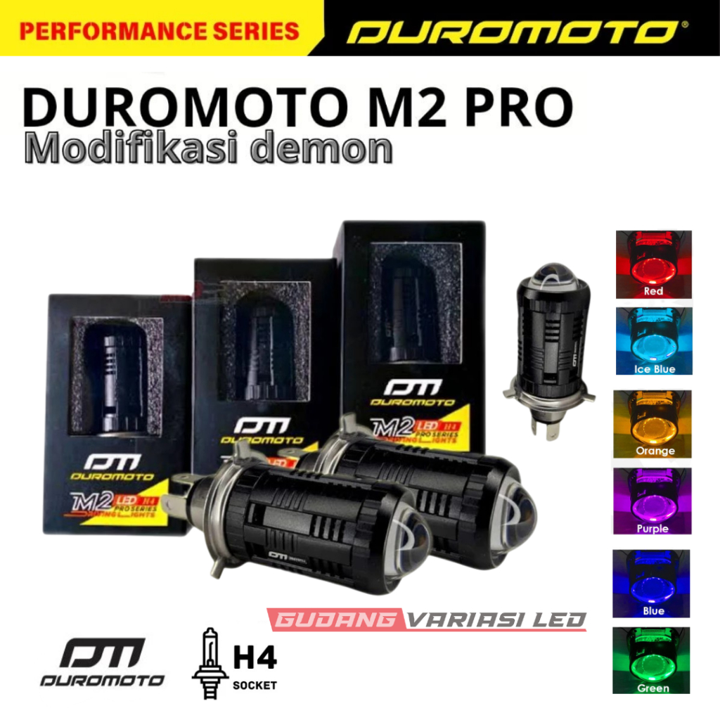 DUROMOTO M2 PRO TERBARU SOKET H4 MOBIL dan MOTOR, 1 Warna Low Putih dan High Putih
