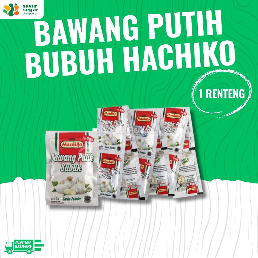 

Bawang Putih Bubuk Hachiko 1 renteng - Sayur Segar Denpasar
