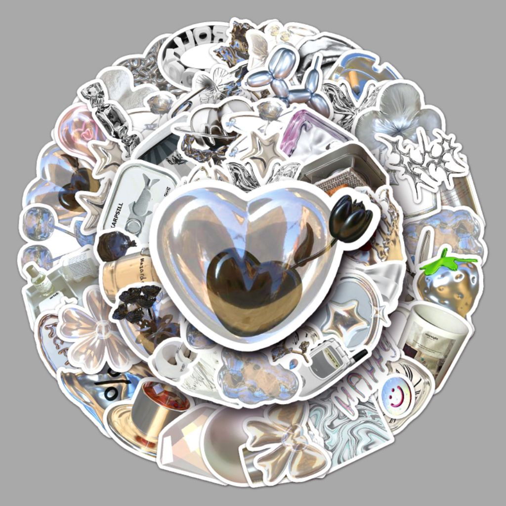 

[50 Pcs] DECO STICKER | STICKER DIY | JURNAL AESTHETIC Stiker buku catatan DIY kartun gaya Nordic kelas atas gaya ins perak