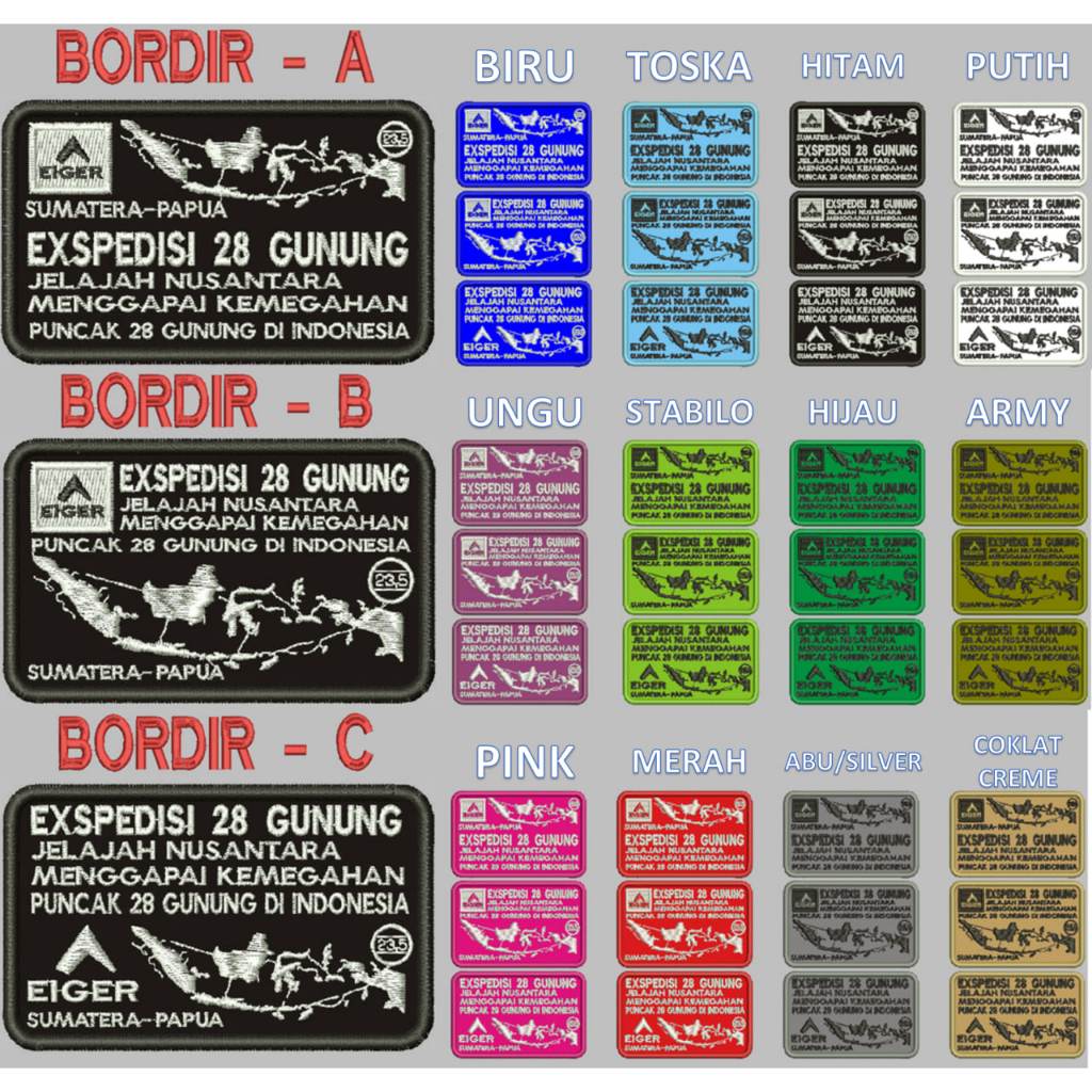 PATCH BORDIR EIGER EKSPEDISI  GUNUNG 28 ADVENTURE - EMBLEM EMBROIDERY