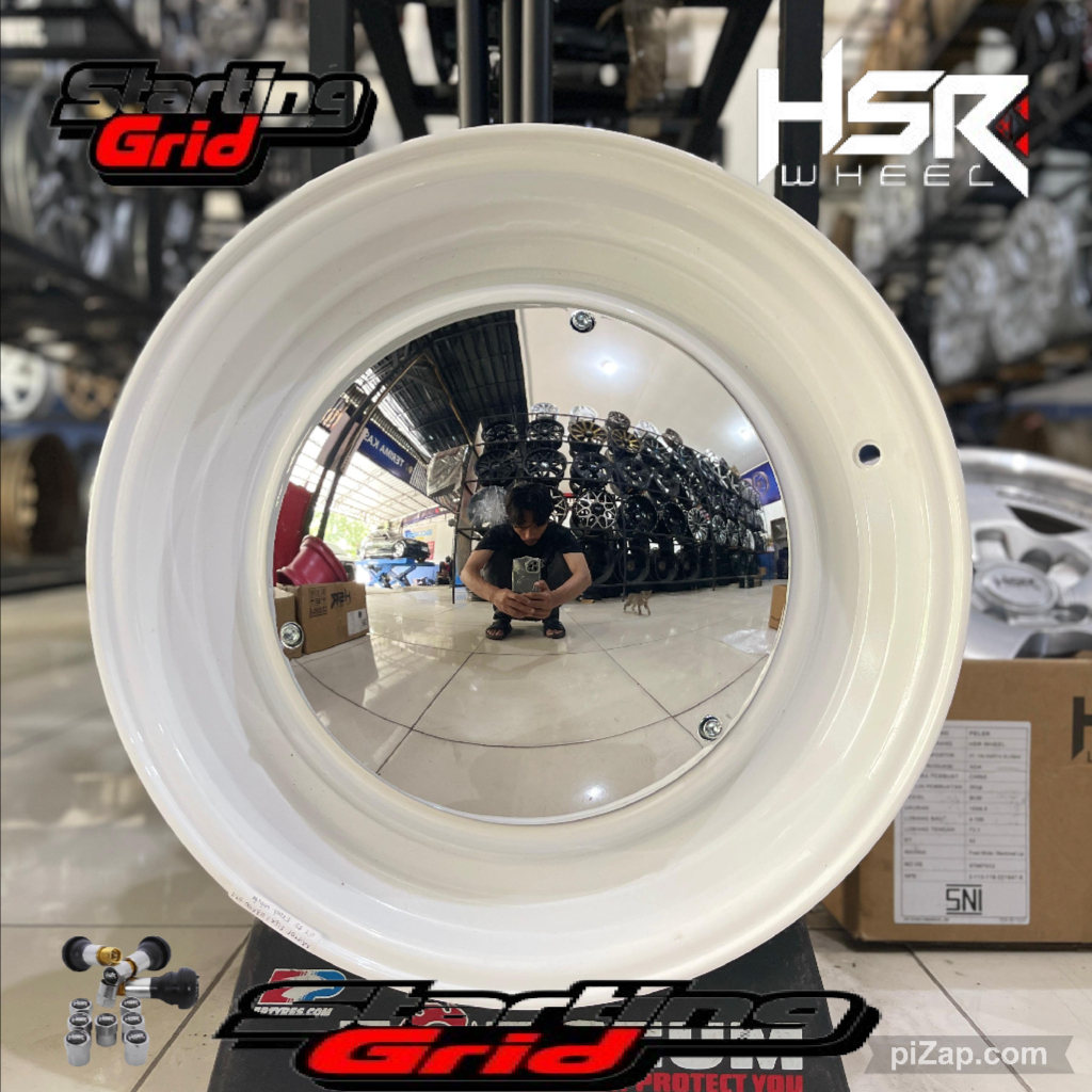HSR Wheel R15 Mirror untuk Binguo Ev - Velg classic Ring 15 - Pelek cermin white