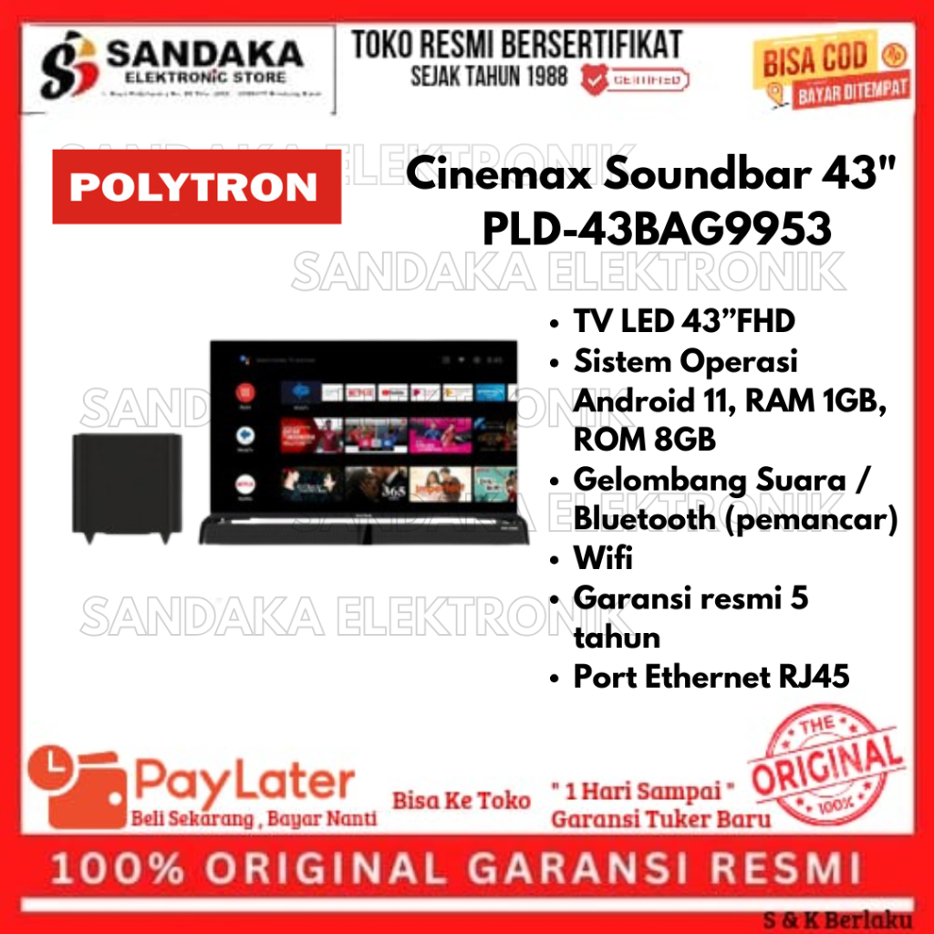LED TV POLYTRON 43BAG9953 - POLYTRON 43" BAG 9953 ANDROID TV
