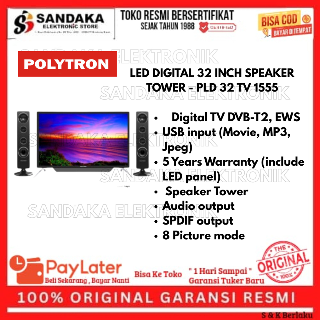 LED TV 32 INCH POLYTRON PLD 32TV1555 CINEMAX DIGITAL TV PLD32TV1555