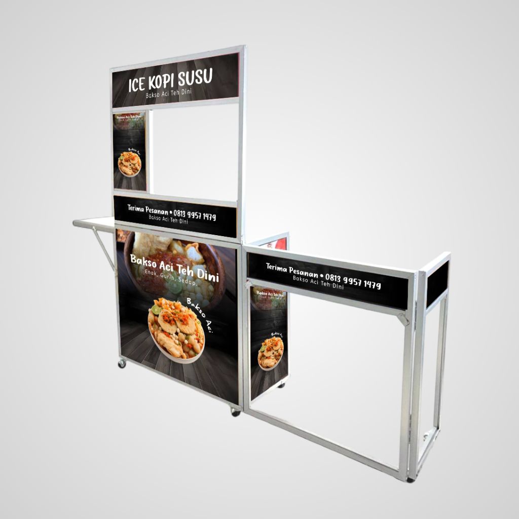 

Booth Portable + Meja Kompor + Display Menu + Meja samping | Gerobak lipat / Meja lipat untuk usaha