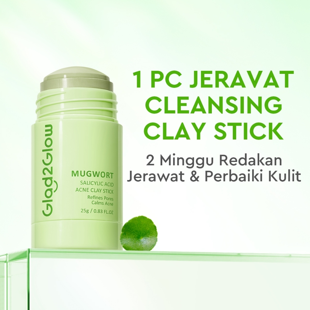 Glad2Glow Mugwort Clay Mask Stick Masker Wajah Magwort Salicylic Acid